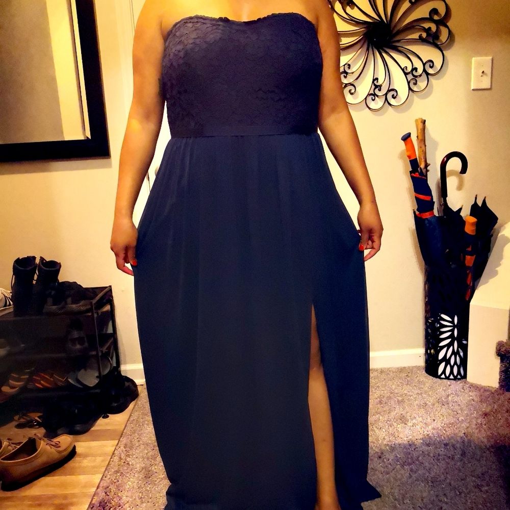 David's Bridal Strapless Lace Dress